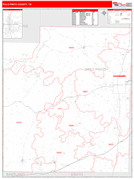 Palo Pinto County, TX Digital Map Red Line Style